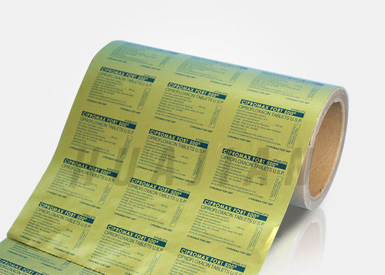 Rollo farmacéutico del papel de aluminio del oro de las píldoras 750m m de las tabletas de la cápsula